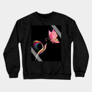 Bird and Butterfly Design Crewneck Sweatshirt